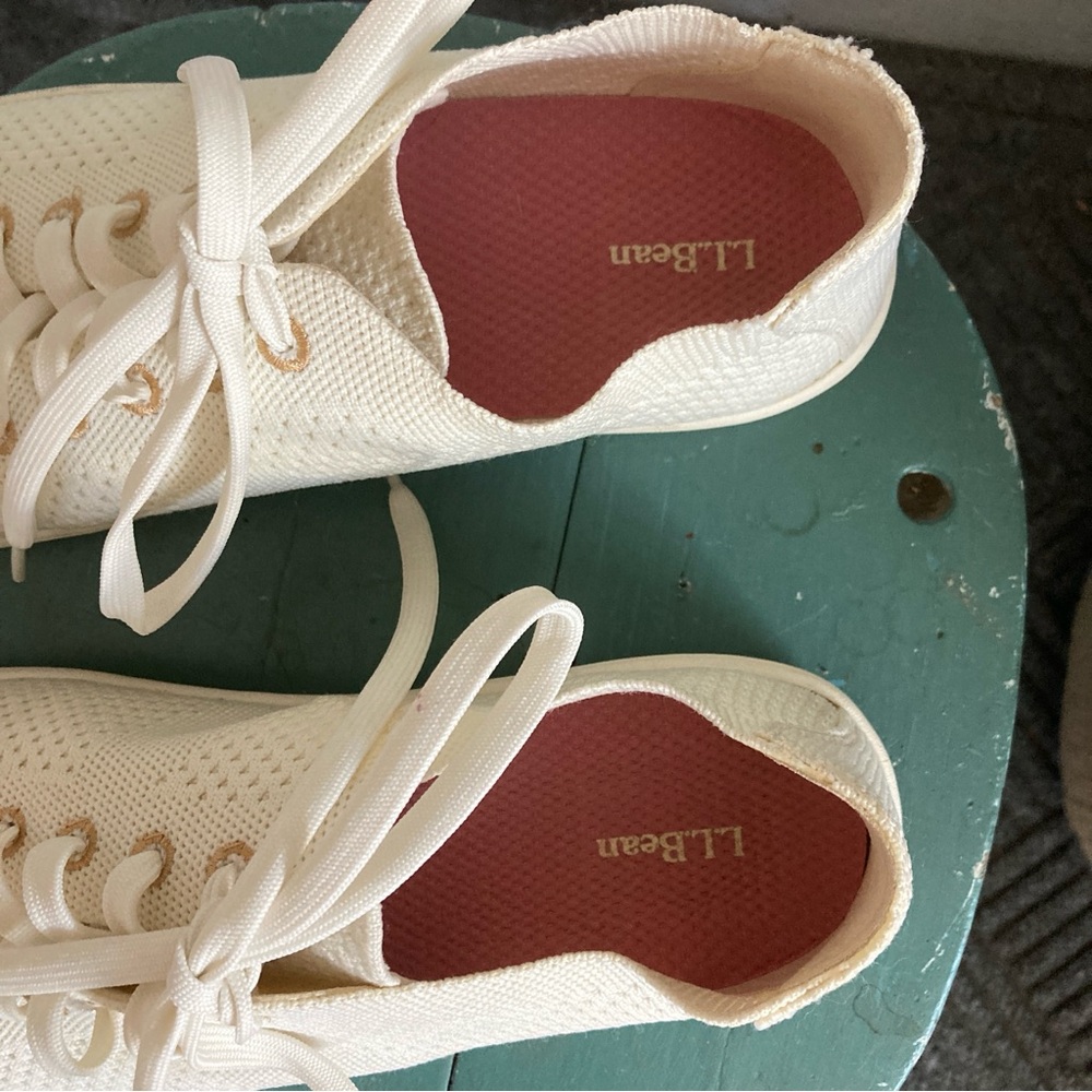 L.L. Bean Knit Sneakers Ivory Excellent No Use 8.5 - Picture 5 of 7